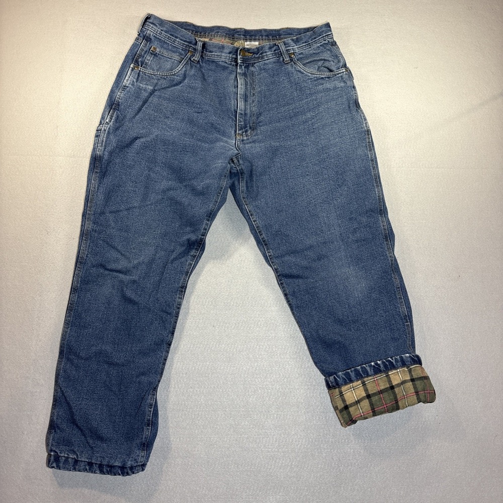 Lakin & McKey Trading Co. Flannel Fleece Lined Carpenter Jeans 40x32 Medium Blue